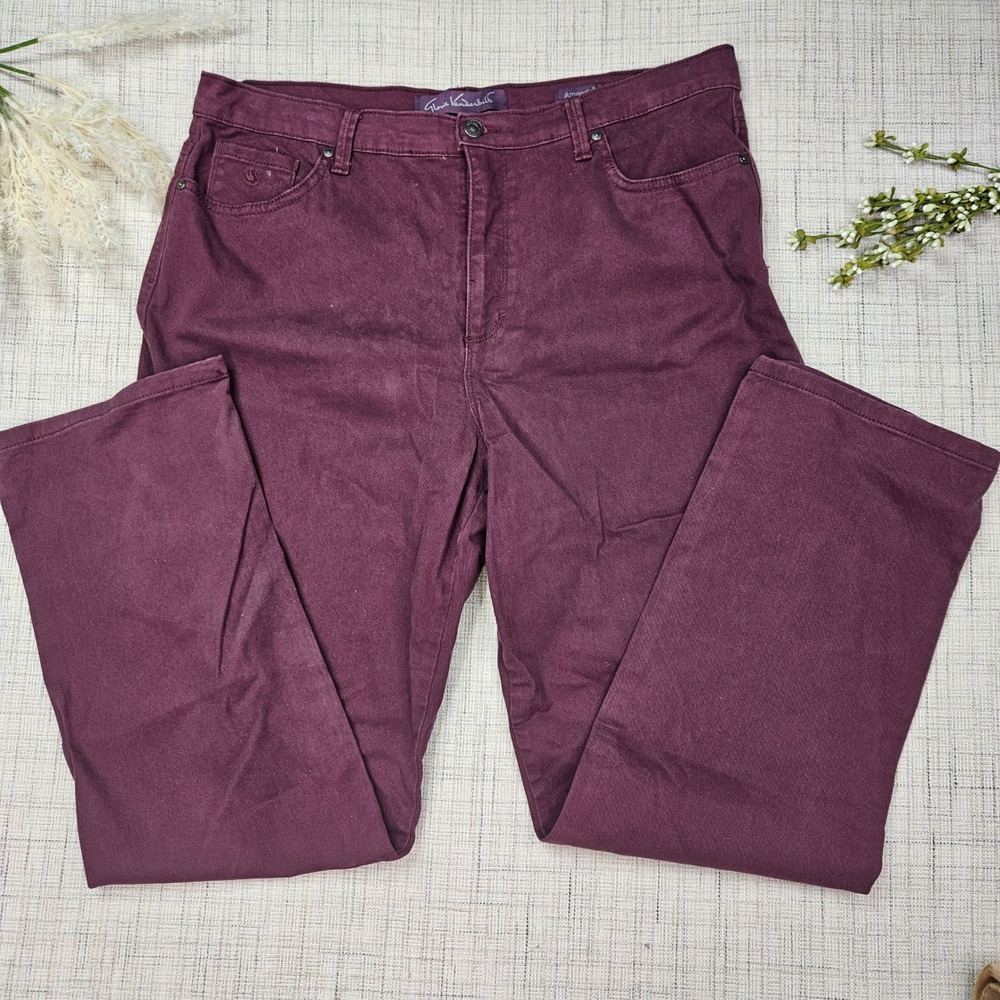 Gloria Vanderbilt Amanda High Rise Tapered Jeans Plum Burgundy Womens 16 Average